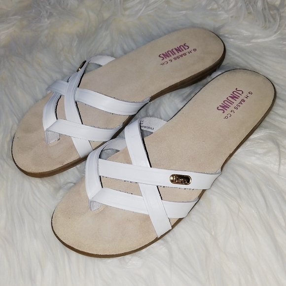 Bass Sunjuns white leather strappy 7.5 M - Picture 2 of 8